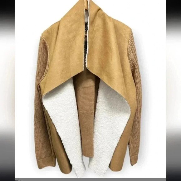 Sienna and Sage Shearling Suade Open Cardigan Size 2XL - Picture 8 of 10